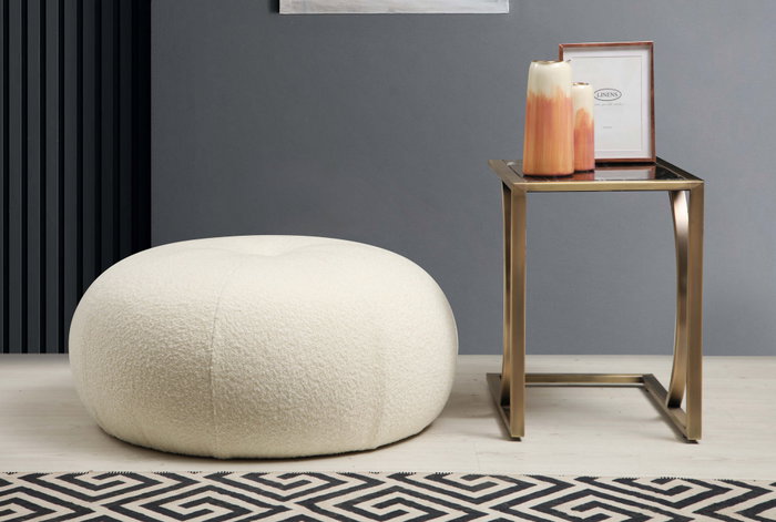 Atelier Del Sofa Tina Puff Bouclet White Diametro 55 cm x Altura 35 cm Asiento Comodo Elegante